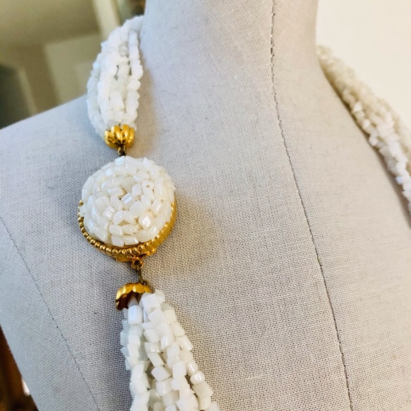 RARE Vintage Estate Italian Deco White Necklace - Picture 11 of 12